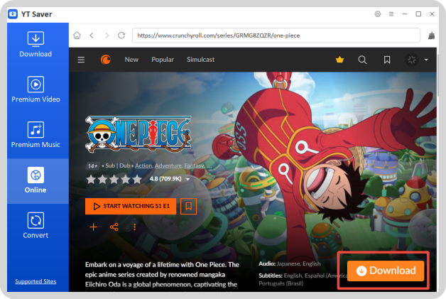 ytsaver download crunchyroll video