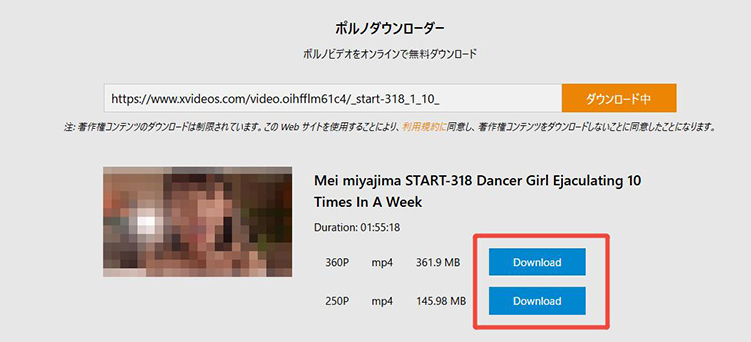 Xvideos ダウンロード画質や形式を選ぶ