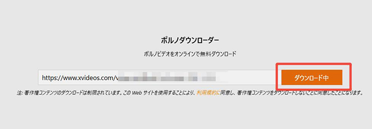 Xvideos URLを入力