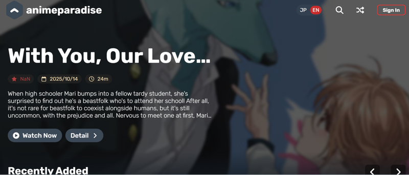 Free Anime Website Animeparadise