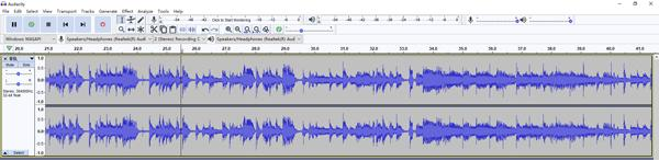 gravação no audacity