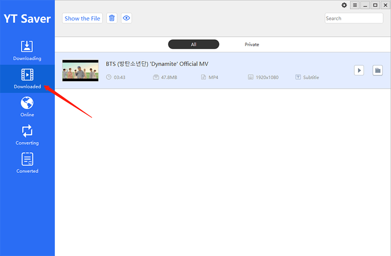paste the YouTube url of bts song in YT Saver