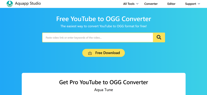 Convert Youtube to Ogg with Aquaapp Studio