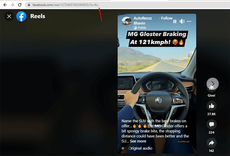 copy facebook reel link