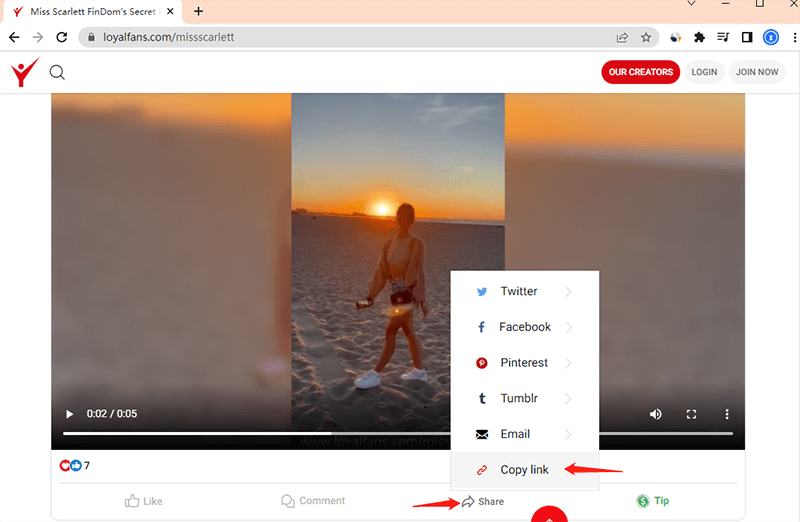 copy loyalfans video url
