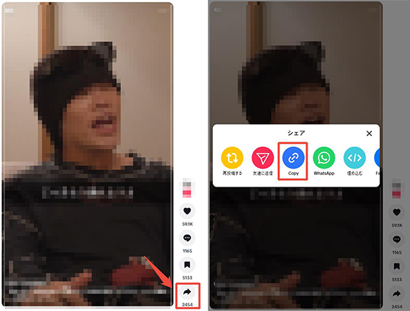TikTok 動画のURLをコピー