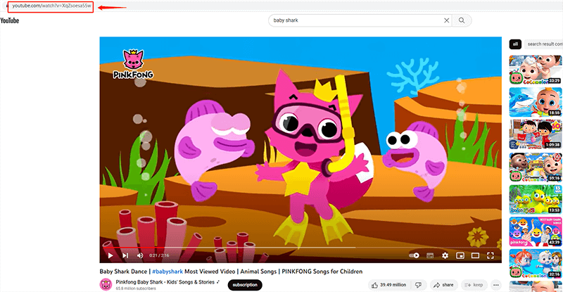 copy youtube video url