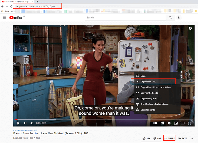 Copiar URL de video de YouTube