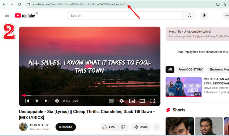 Copiar enlace de video de YouTube