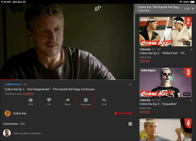 Descargar video de YouTube con Premium