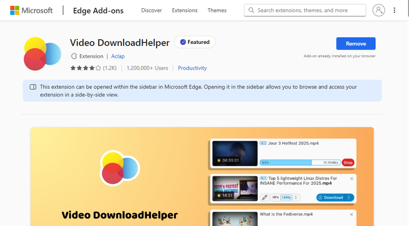 Download 4k Youtube Video with Videodownloadhelper Extension