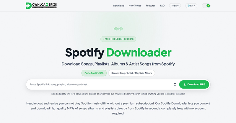 spotify mp3 変換 サイト DOWNLOADERIZE