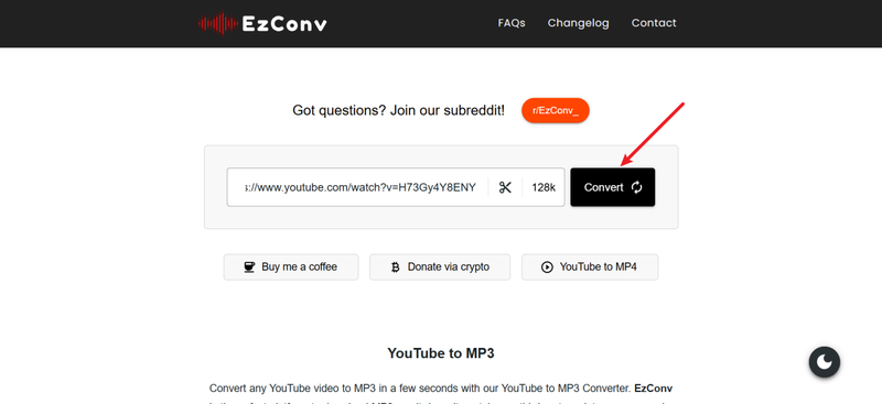 Incolla URL in Ezmp3
