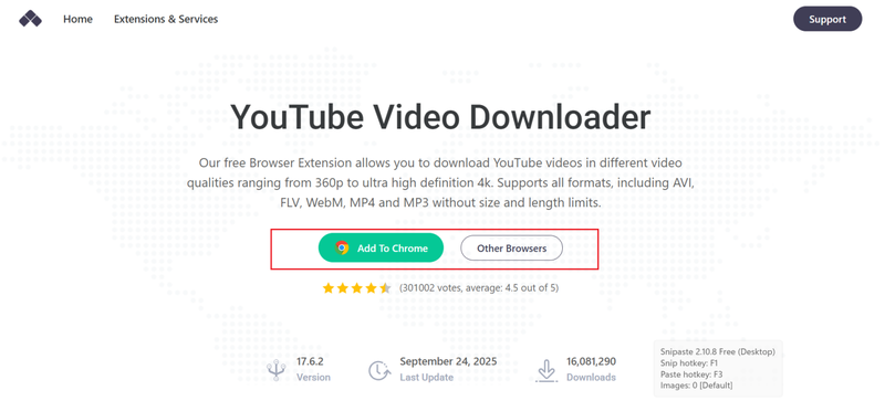 Installa estensione Addoncrop YouTube