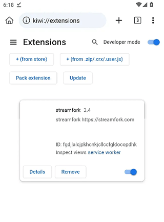 install sstreamfork extensions