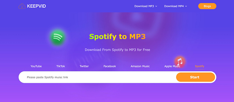 spotify mp3 変換 サイト KeepVid