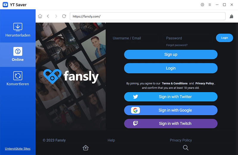 Fansly-Konto anmelden