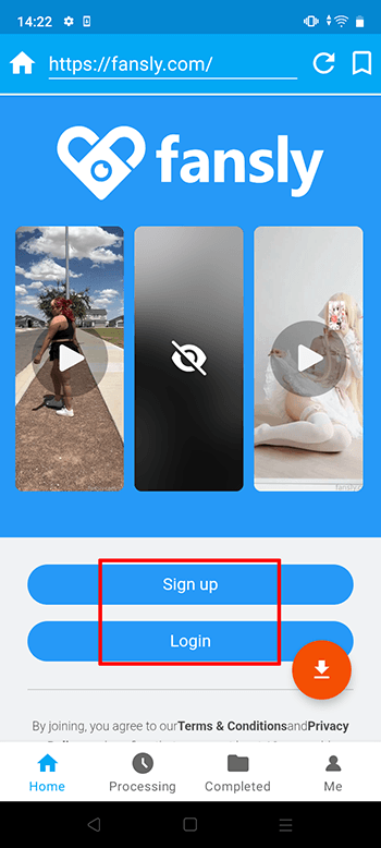 login fansly via ytsaver app