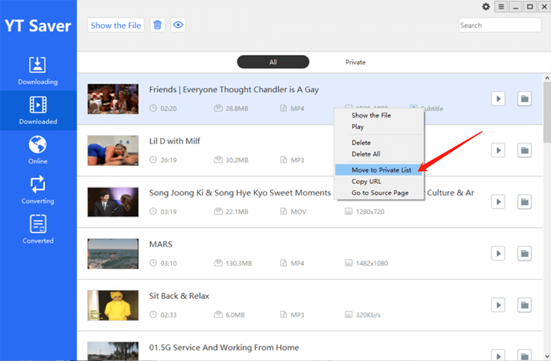 move to private list