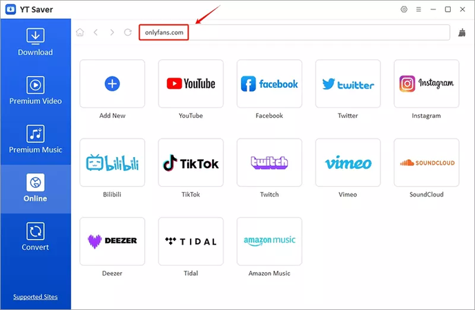 opening onlyfans inside the downloader