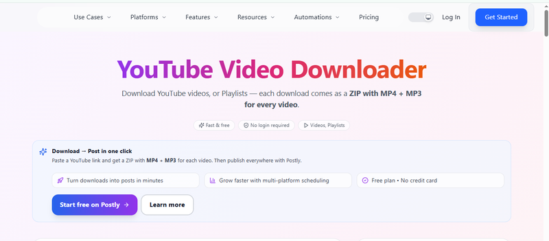 Postly to Download Youtube Playlist