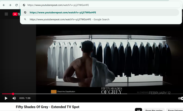 Usa el enlace Repeat para ver videos NSFW en YouTube