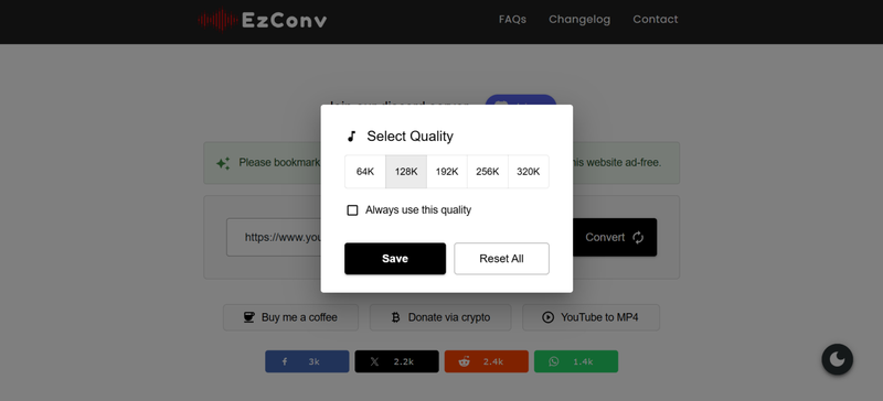 Select Audio Quality