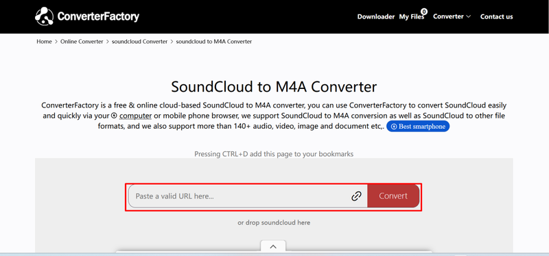 Scarica SoundCloud in M4A online con ConverterFactory