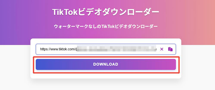 SSSTIK TikTok 動画のURLを入力