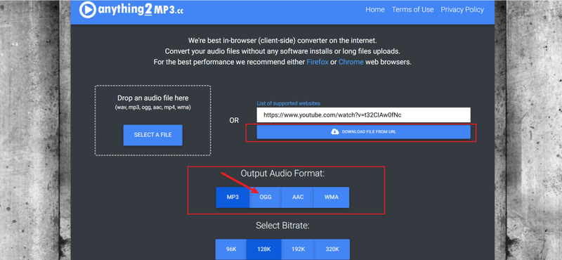 Steps to Convert Youtube to Ogg with Anything2mp3