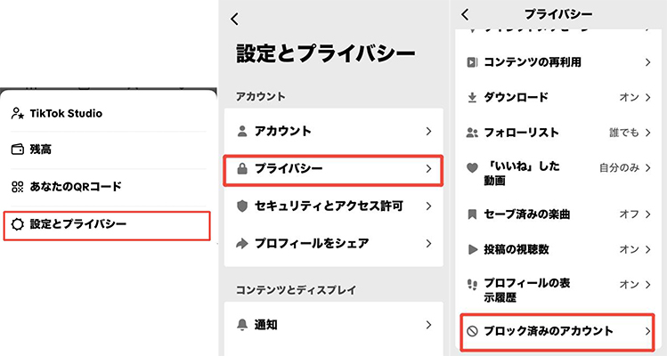 tiktok ブロック 設定