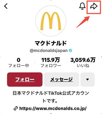 TikTok 矢印ボタン