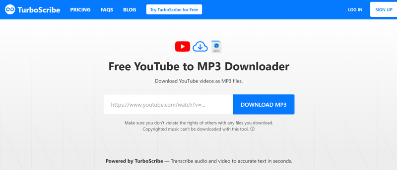 Turboscribe Youtube to Mp3 Downloader