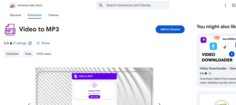 Video to Mp3 Extension