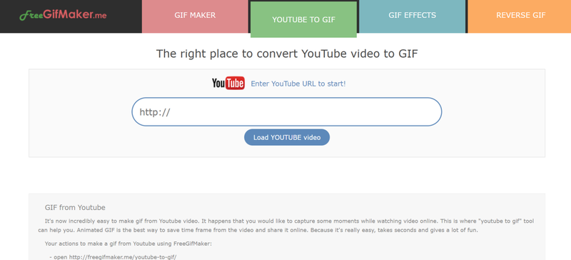 Creador de GIF desde YouTube FreeGIFMaker