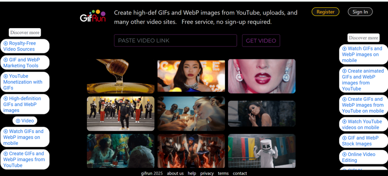 Creador de GIF desde YouTube GIFRUN