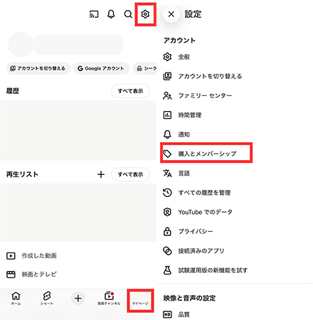YouTubeメンバーシップのステータスを確認
