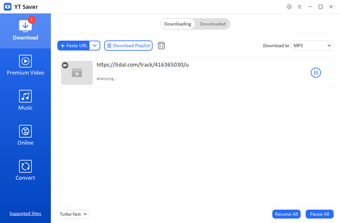 YT Saver baixar músicas do Tidal